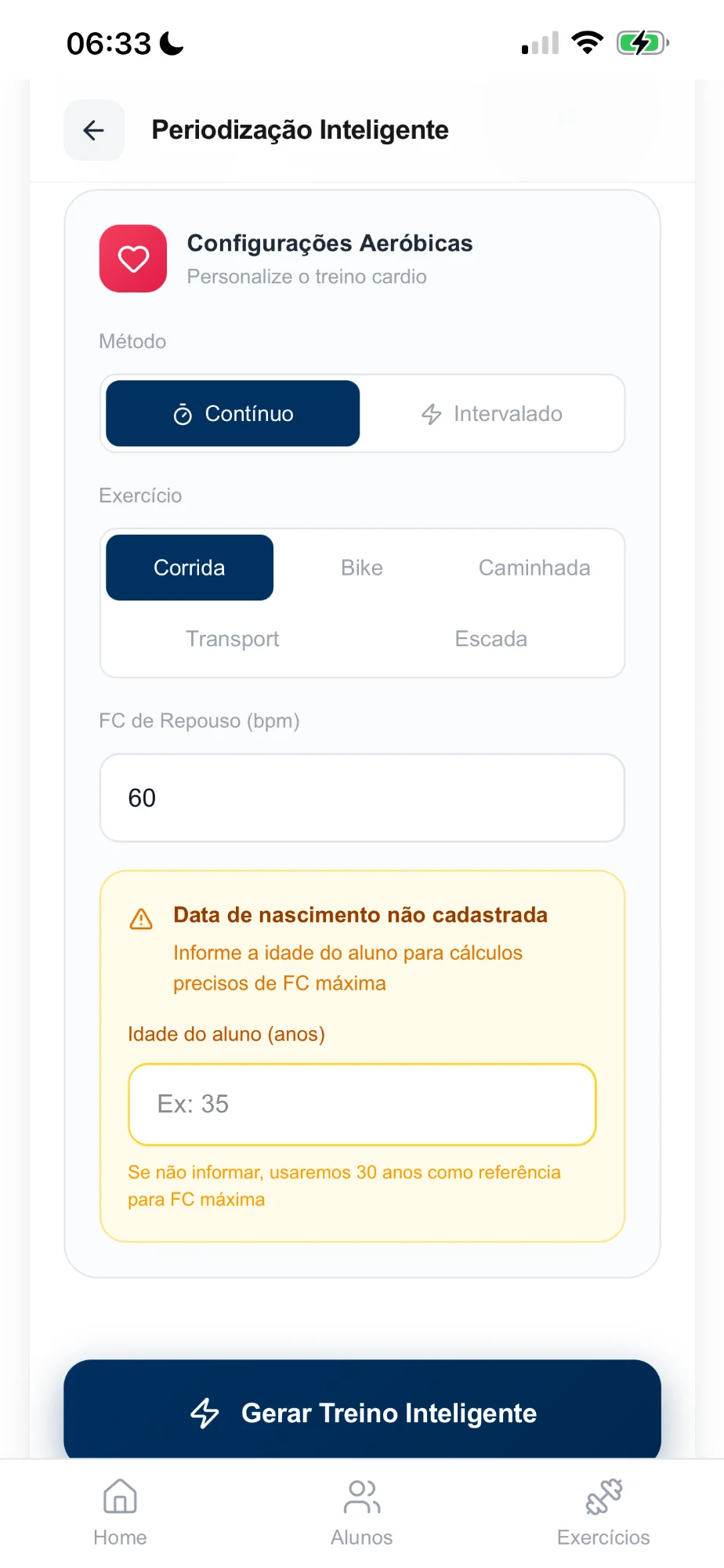 Configuração aeróbica