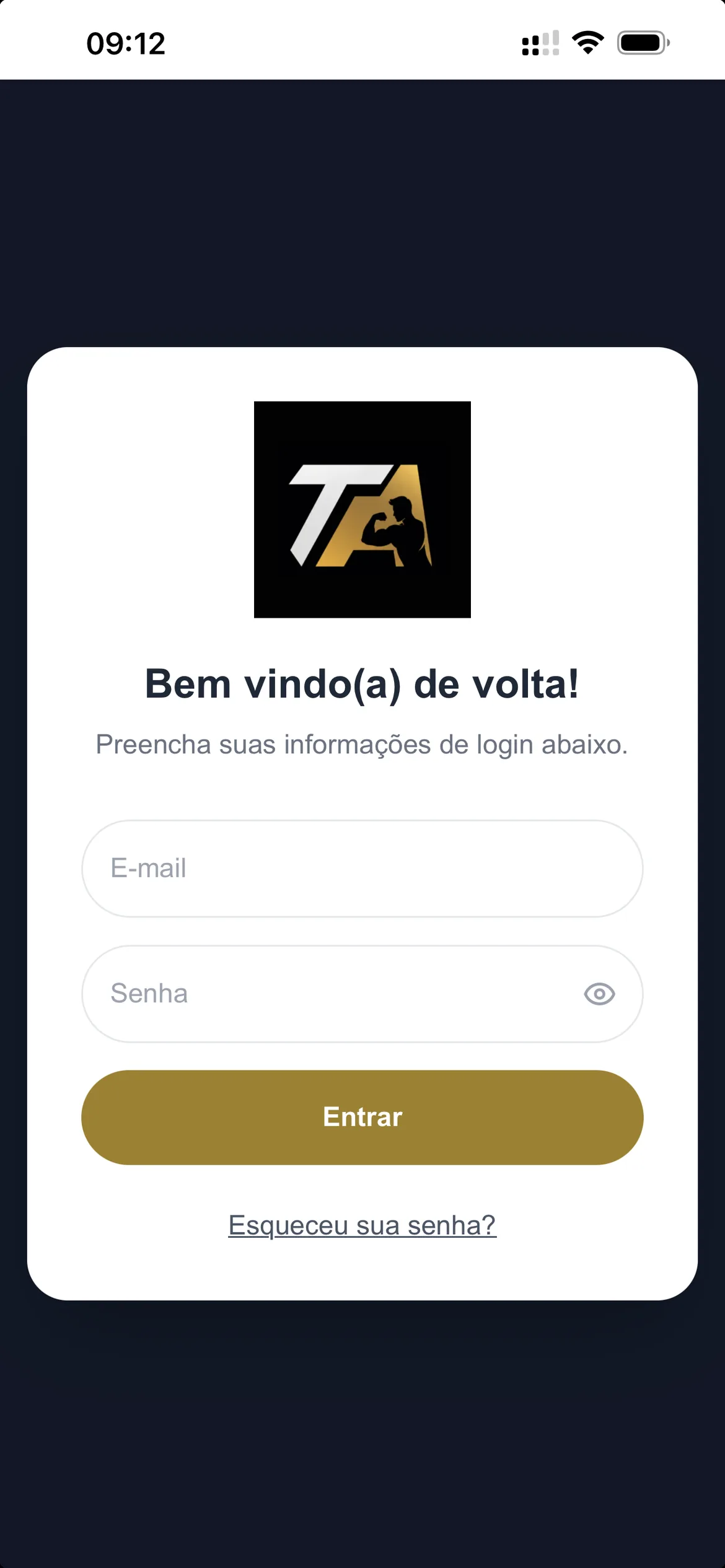 Tela de login com a marca do personal