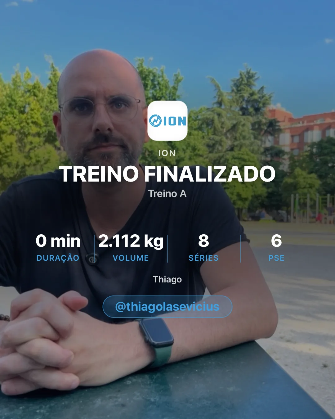 Card de treino finalizado com a marca do personal
